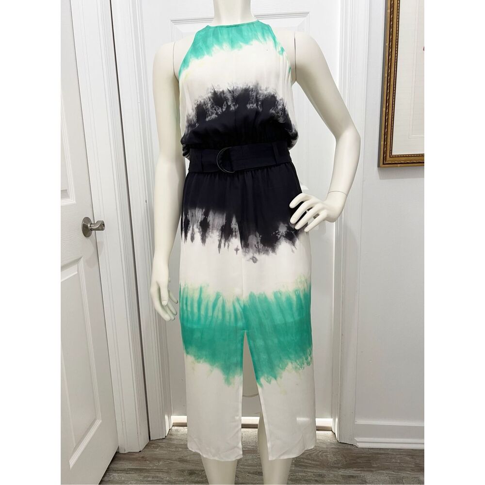 A.L.C Womens Multicolor Tie-dye Tallulah Belted Racerback Silk Midi Dress Size 0